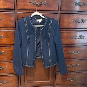 Michael Kors Navy Open-Front Blazer with Grommet Trim